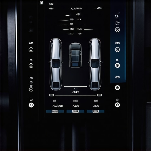 Car dashboard displaying diagnostic data on brake system performance