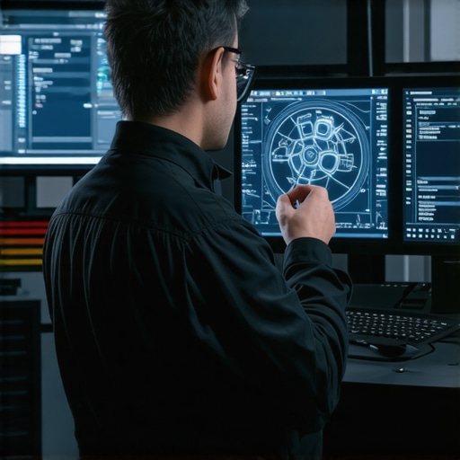 High-tech vehicle diagnostic scanner analyzing complex car data in a modern garage