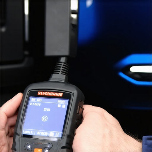 Person using a diagnostic scanner connected to a car's OBD-II port for vehicle health check.