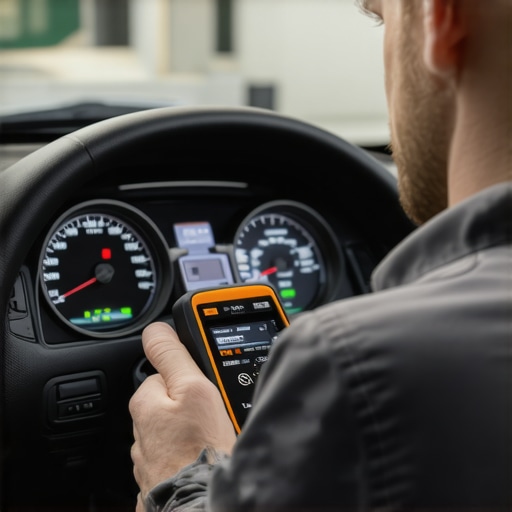 Using an OBD-II Scanner for Vehicle Diagnostics Mechanic connecting an OBD-II scanner to a car port for diagnostics.