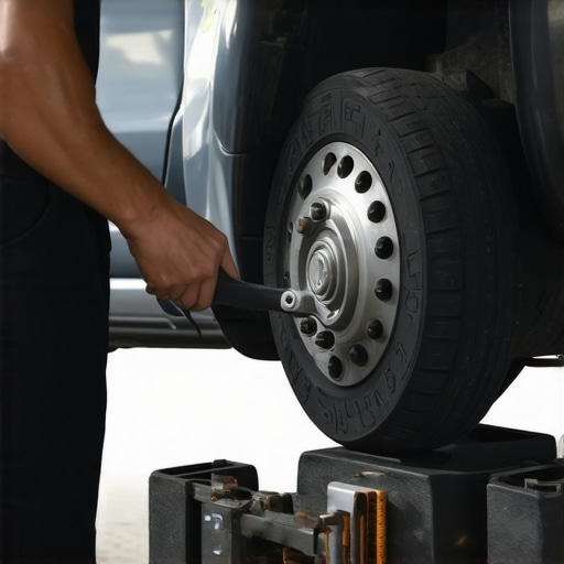 Mechanic checking brake pads and rotors in a professional auto repair shop