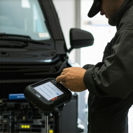 Mechanic using a high-tech diagnostic scanner on a 2026 car engine