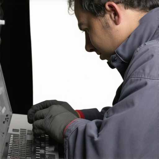 Technician inspecting brake components under vehicle during diagnostic process.