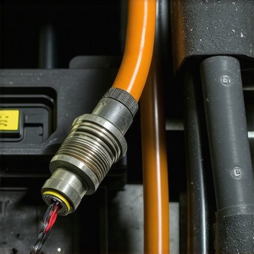 Inspecting oxygen sensor wiring Technician examining oxygen sensor wiring for damage and corrosion