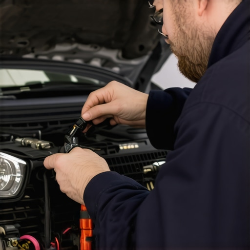 Brake Sensor Inspection and Maintenance Technician checking and cleaning brake sensor wiring