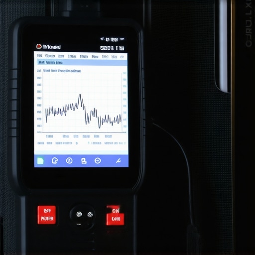 Professional Automotive Diagnostic Scanner in Use Person using a professional automotive diagnostic scanner connected to a car's OBD-II port for vehicle diagnostics.