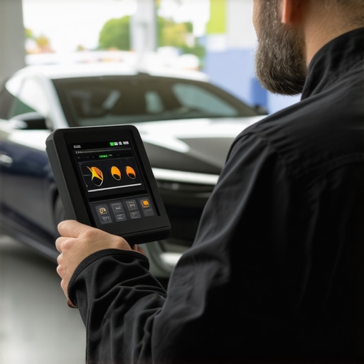 Hybrid car diagnostic scanner in use