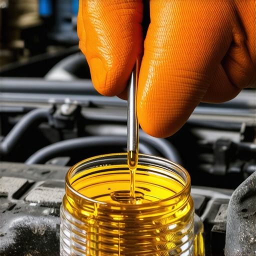 Mechanic checking oil level with dipstick during maintenance