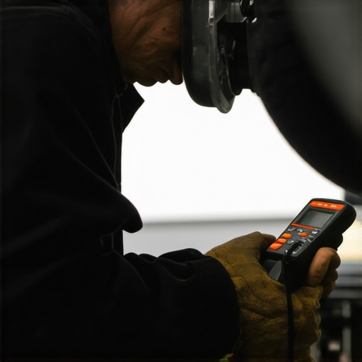 Mechanic using diagnostic tools to check a vehicle's electrical system.