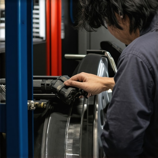 Mechanic examining brake components to identify issues