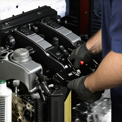 Mechanic draining engine oil during maintenance