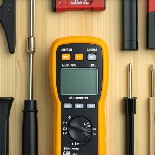Essential Automotive Diagnostics Tools A technician using a digital multimeter and other precision tools in a garage setting