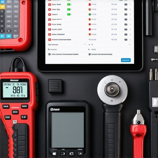 Essential Automotive Maintenance Tools A professional mechanic's setup with diagnostic and repair equipment.