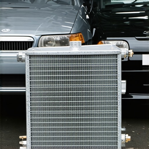 Mechanic installing a transmission cooler in a car
