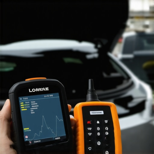 Diagnostic scanner connected to car engine showing live data streams.