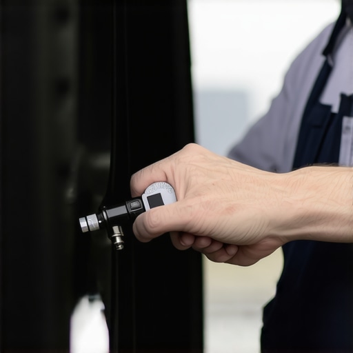 Check Tire Pressure Mechanic inflating a tire with a digital gauge