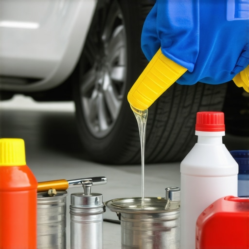 Mechanic draining old differential fluid from a vehicle's axle with tools