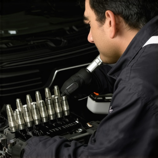 Mechanic checking and replacing spark plugs in a vehicle engine