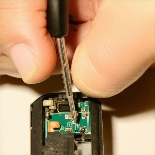 Person checking inside a key fob for corrosion or damage
