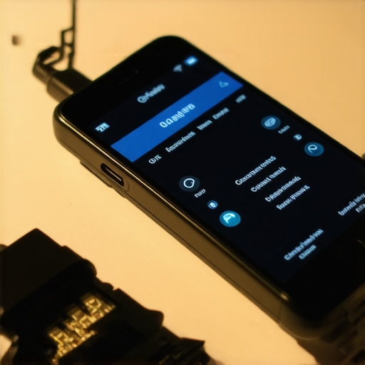 Smart diagnostics for tailored oil changes Smartphone showing engine diagnostics from an OBD-II scanner.