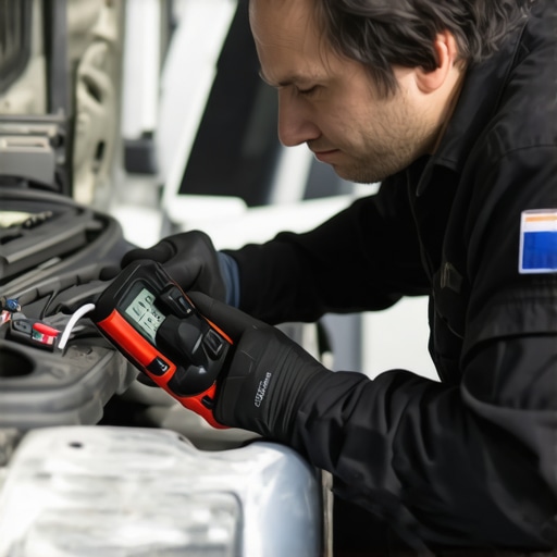 Testing Car Sensors with a Multimeter Mechanic testing a vehicle sensor with a multimeter in the engine bay.