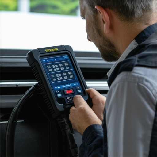 Using an Advanced Diagnostic Scanner for Precise Vehicle Troubleshooting Mechanic connecting a diagnostic scanner to a vehicle's OBD port to analyze engine data.