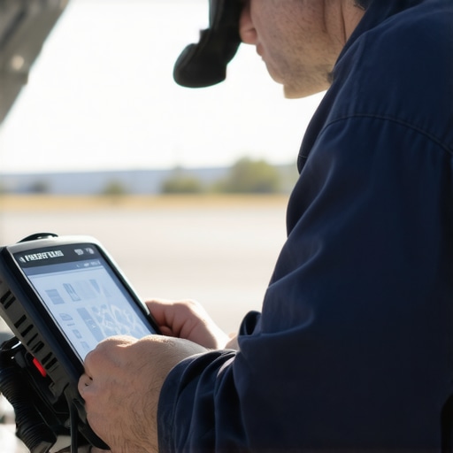 Vehicle diagnostics with a professional scanner Mechanic diagnosing a car with an OBD-II scanner