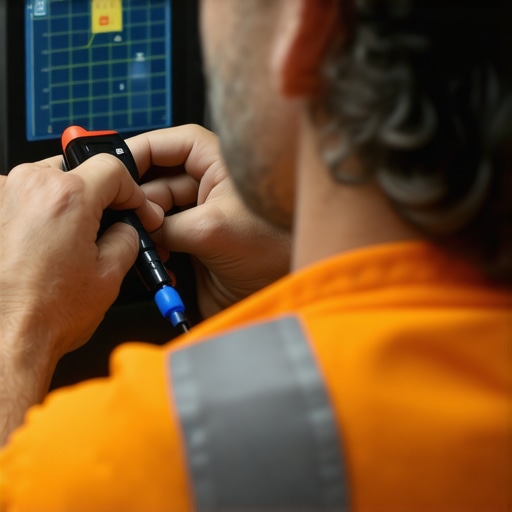 Advanced vehicle diagnostics in progress Mechanic analyzing car electronic signals with oscilloscope
