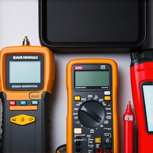 Tools used for vehicle diagnostics such as scanner, multimeter, and leak detection dye