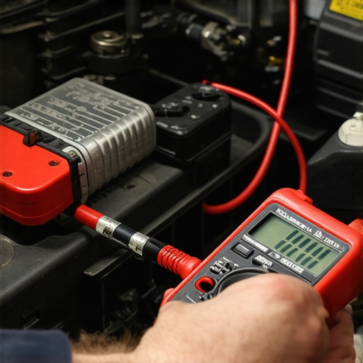 Essential Tools for Auto Maintenance Mechanic measuring electrical resistance with a multimeter and removing a bolt with a socket wrench