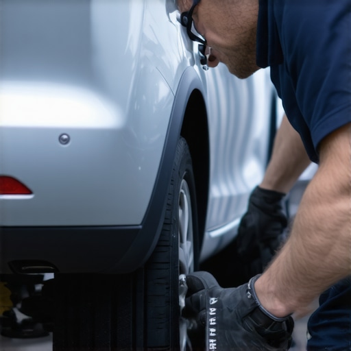 Mechanic examining vehicle seals and drain holes to identify water ingress