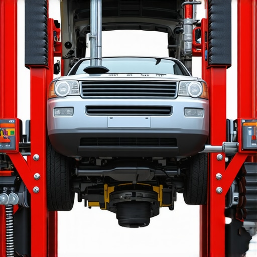 Mechanic inspecting suspension under a lifted car