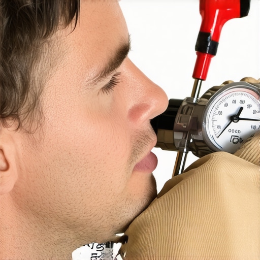 Measuring Spark Plug Gap with Feeler Gauge A mechanic adjusting the spark plug gap with a feeler gauge in a garage setting