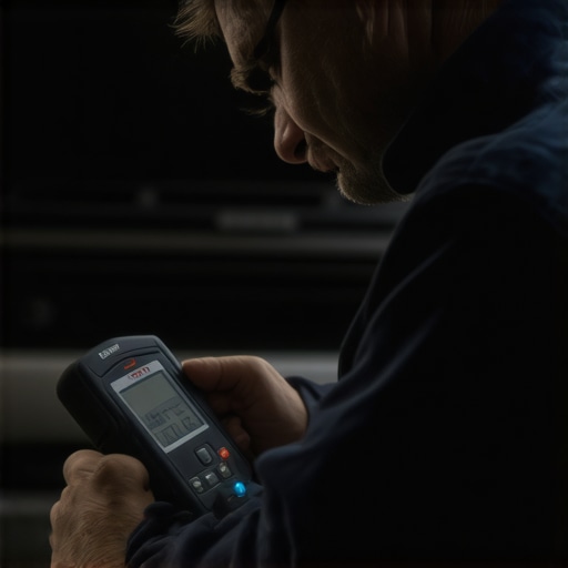 Mechanic diagnostics car engine with OBD2 scanner