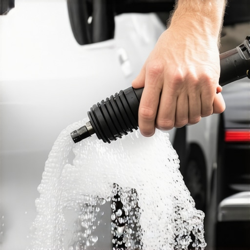 Hand pressurizing car vacuum system with soap bubbles indicating leaks