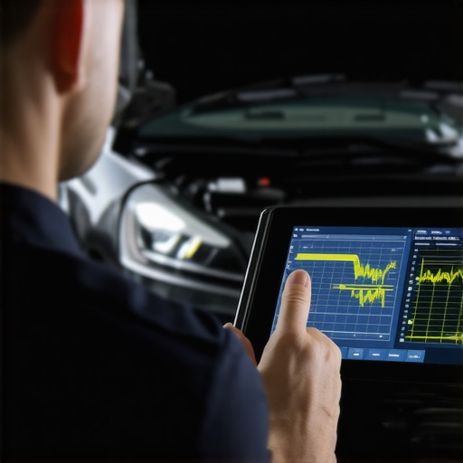 A mechanic using a diagnostic tool to interpret live engine data instead of just reading fault codes.