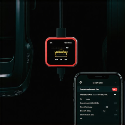Advanced DIY Vehicle Diagnostics Setup A professional Bluetooth OBD2 scanner connected to a car dashboard showing live data on a smartphone.