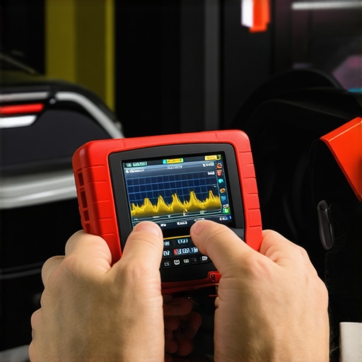 Mechanic using a diagnostic tablet to analyze vehicle data pids