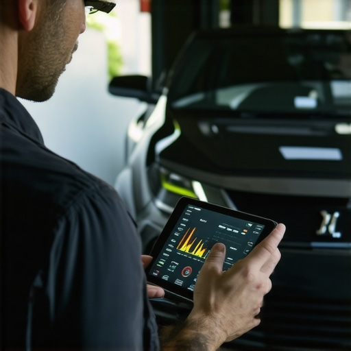 Advanced Engine Diagnostic Testing A mechanic using a diagnostic tool to read engine error codes and performance data.