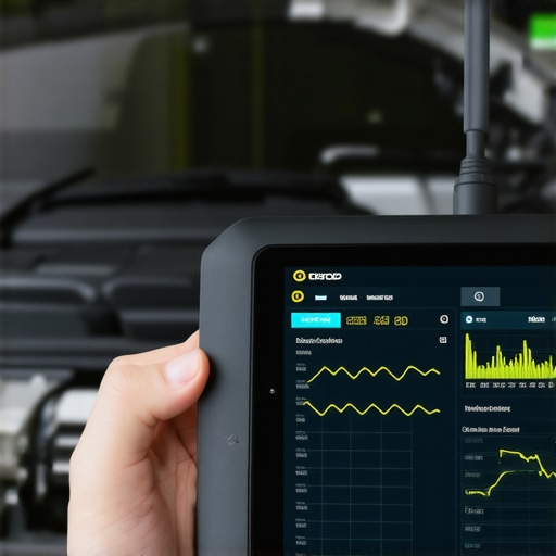 Advanced Vehicle Diagnostics Interface Professional vehicle diagnostic tool showing real-time engine data and wave patterns