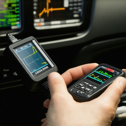 A mechanic using an OBD-II scanner to interpret engine sensor data instead of just reading fault codes.