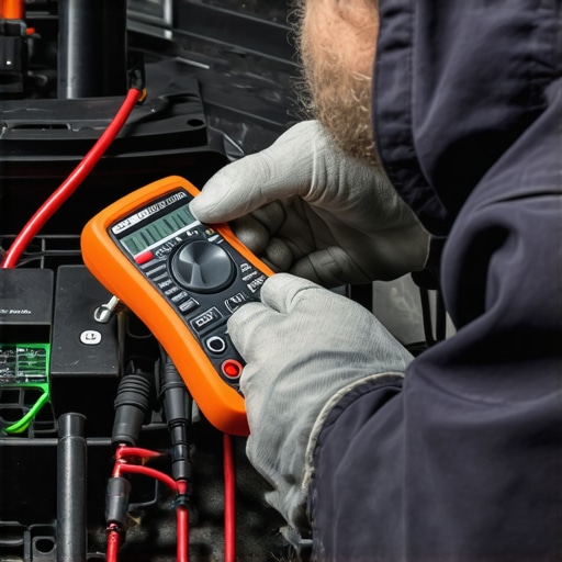Advanced Vehicle Diagnostics in Action Mechanic testing electrical components with a multimeter for precise diagnostics