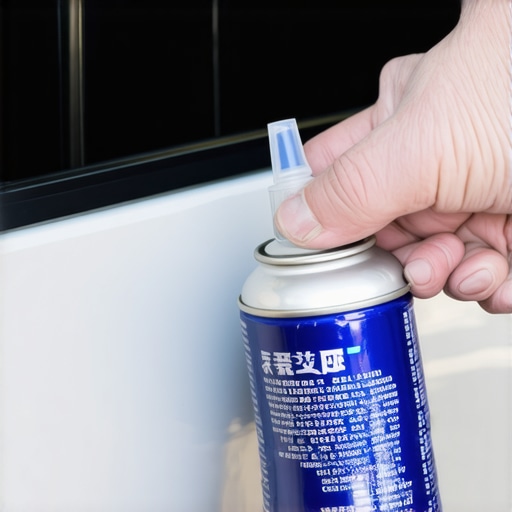 Person lubricating car window tracks with dry silicone spray to prevent motor failure.