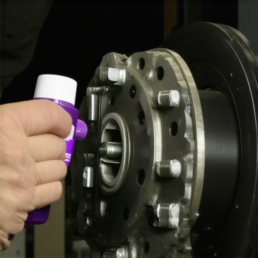 Close up of brake grease application on new pads to prevent noise