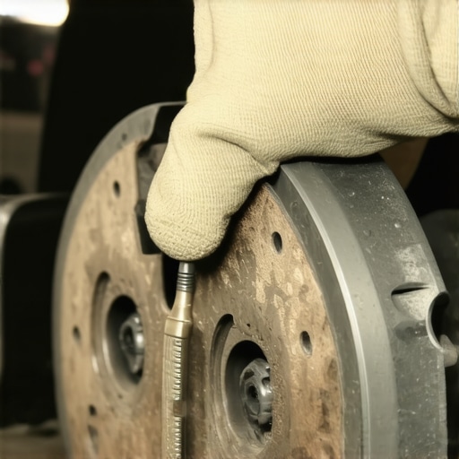 Close up of a mechanic greasing brake pad shims to prevent noise