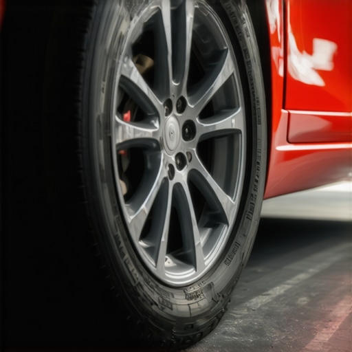 Balancing a car tire on a high-speed machine Mechanic using a tire balancer to fix steering wheel shaking