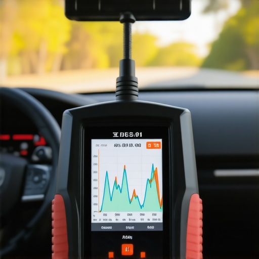 A mechanic using a bidirectional scanner to check transmission adaptation values inside a car.