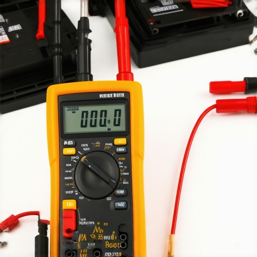 Checking Car Battery Health with a Multimeter A person using a digital multimeter to diagnose car battery voltage