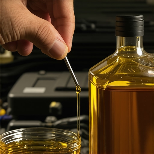 Mechanic inspecting engine oil on a dipstick to identify potential fuel dilution and viscosity issues.