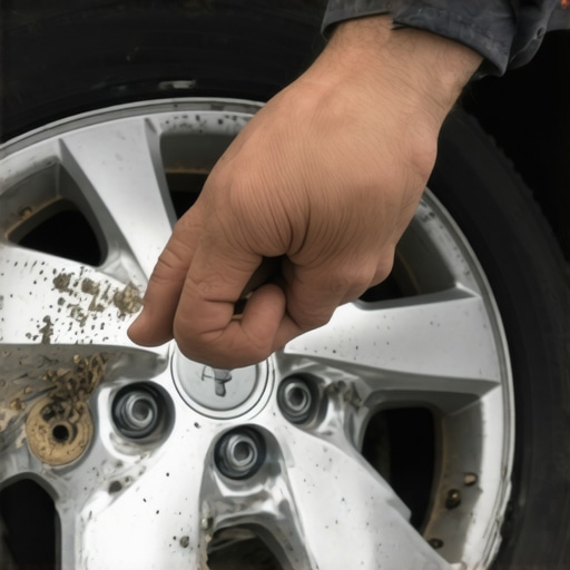 Checking for Missing Wheel Balance Weights A mechanic inspecting a car wheel rim for missing weights to diagnose high-speed vibration.